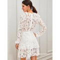 lady Office Long Sleeve Lace Dress